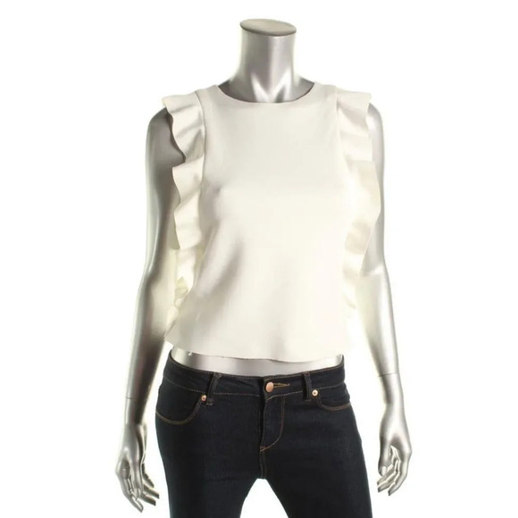 Aqua ruffled sleeveless top - Picture 1 of 6